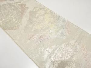 アンティーク　色紙に菊・秋草・槌車模様織り出し袋帯（材料）